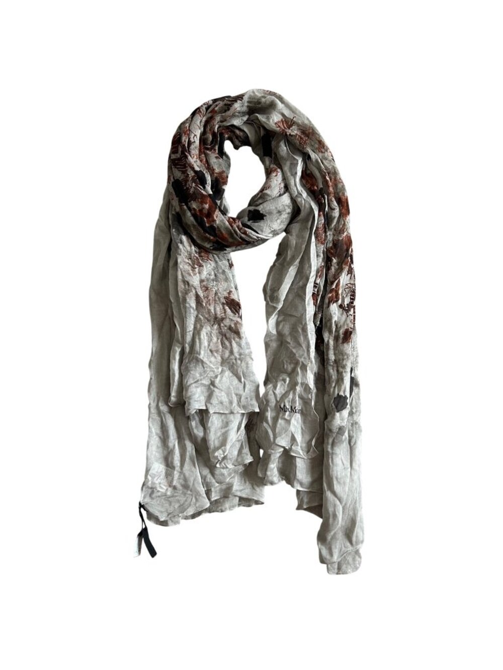 Max Mara Womens Lightweight Cashmere Blend Scarf Abstract Pattern Made In Italy